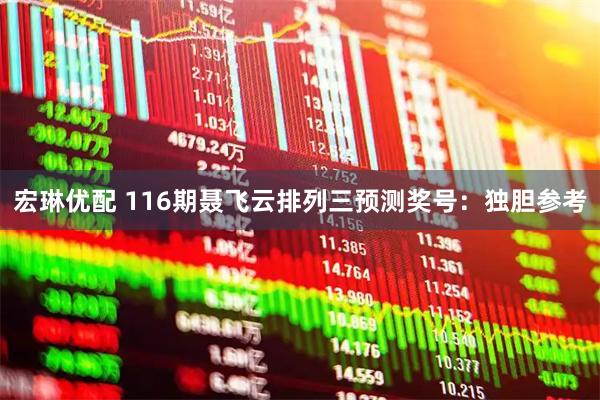 宏琳优配 116期聂飞云排列三预测奖号：独胆参考